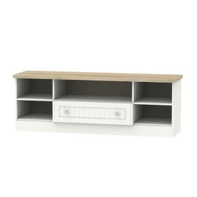 Como White & Oak effect TV furniture stand, (H)49.5cm x (W)146.5cm x (D)40cm