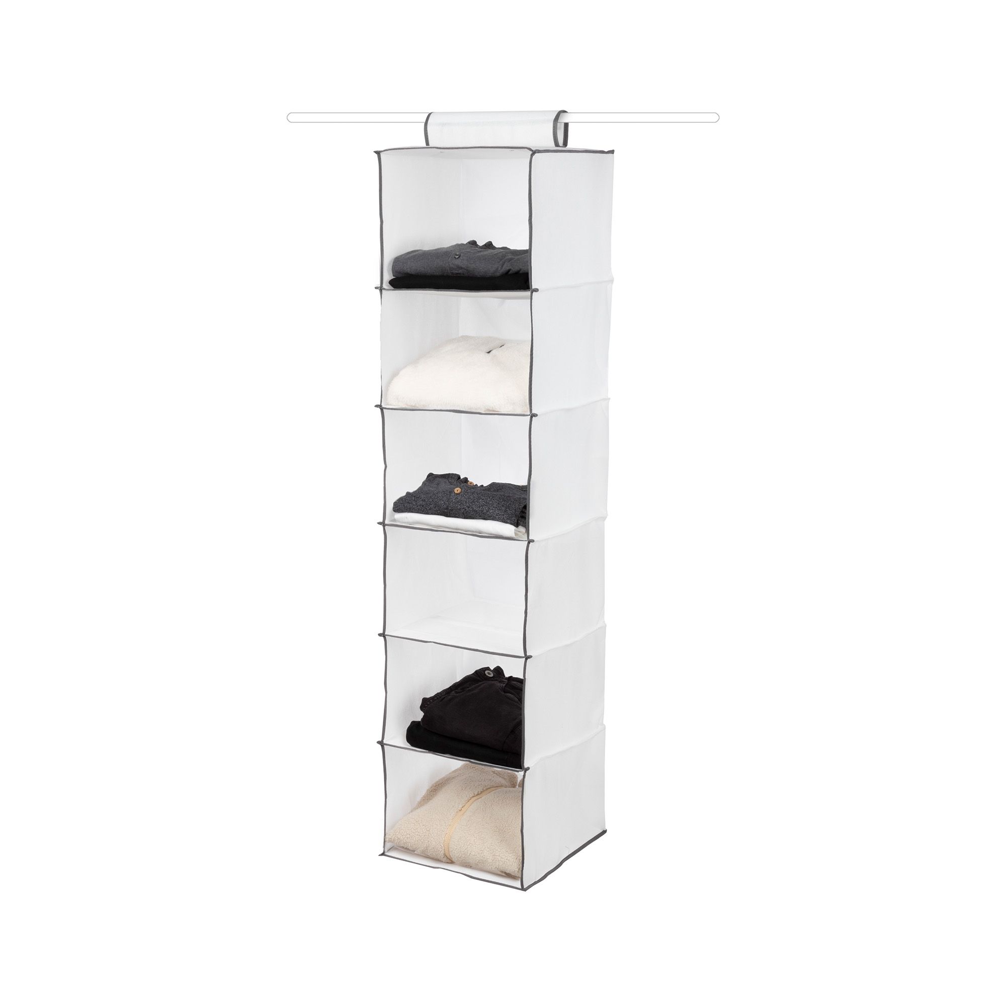 Compactor White Fabric 6 tier Shoes Hanging wardrobe organiser