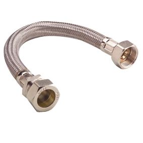 Compression Stainless steel Flexible Hose 428009-WNP, (L)0.3m (Dia)15mm