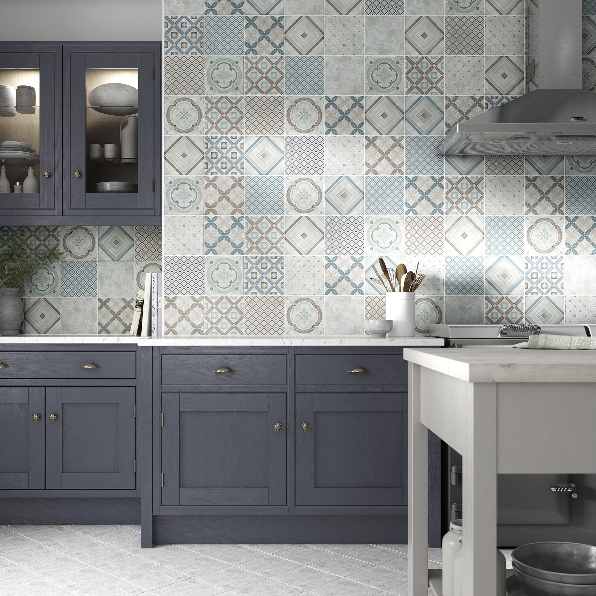 Concrete Matt Concrete effect Porcelain Wall & floor Tile, Pack of 26, (L)200mm (W)200mm