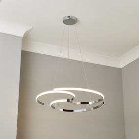 Connect Spiral Chrome effect Pendant ceiling light, (Dia)420mm