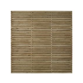 Contemporary Double slatted Green Wooden Fence panel (W)1.8m (H)1.8m, Pack of 4