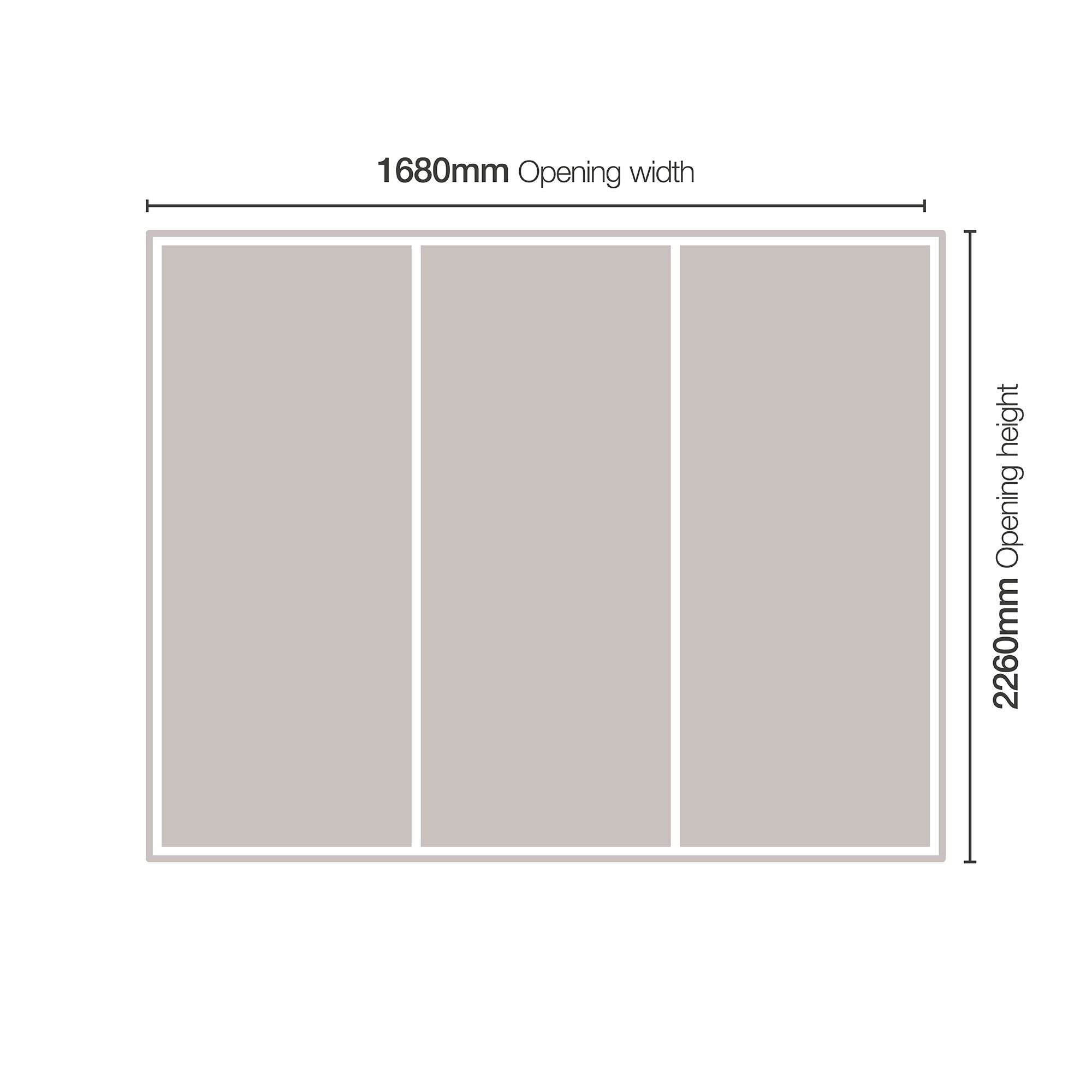 Contemporary Shaker Mirrored Dove grey 3 door Sliding Wardrobe Door kit (H)2260mm (W)1680mm
