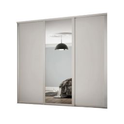 Contemporary Shaker Mirrored Dove grey 3 door Sliding Wardrobe Door kit (H)2260mm (W)2136mm