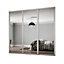 Contemporary Shaker Mirrored Dove grey 3 door Sliding Wardrobe Door kit (H)2260mm (W)2592mm