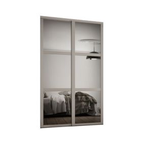 Contemporary Shaker Mirrored Matt stone grey 2 door Sliding Door kit (H)2260mm (W)1145mm