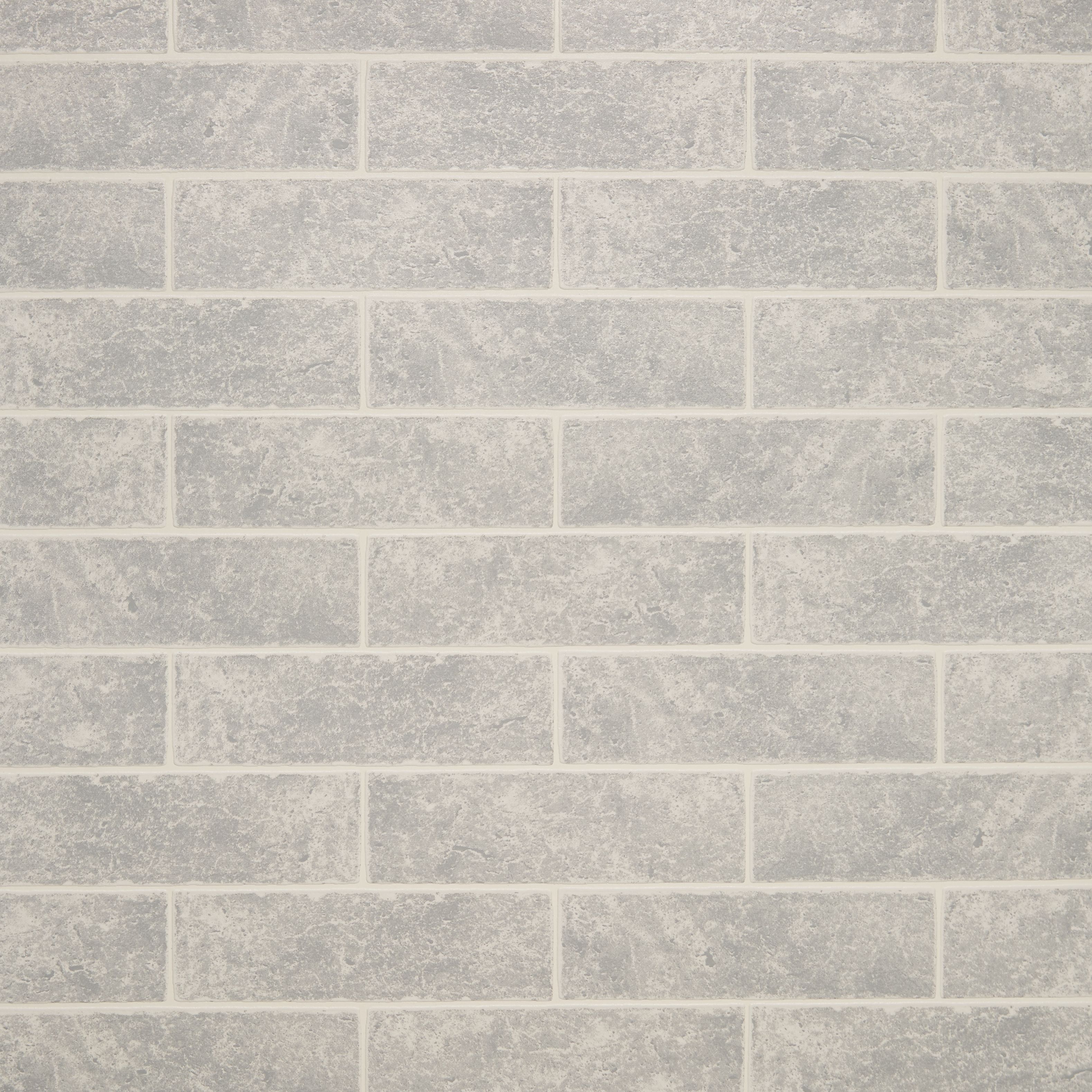 Contour Grey Brick effect Blown Wallpaper Sample
