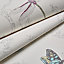 Contour White Silver effect Nature trail Textured Wallpaper Sample