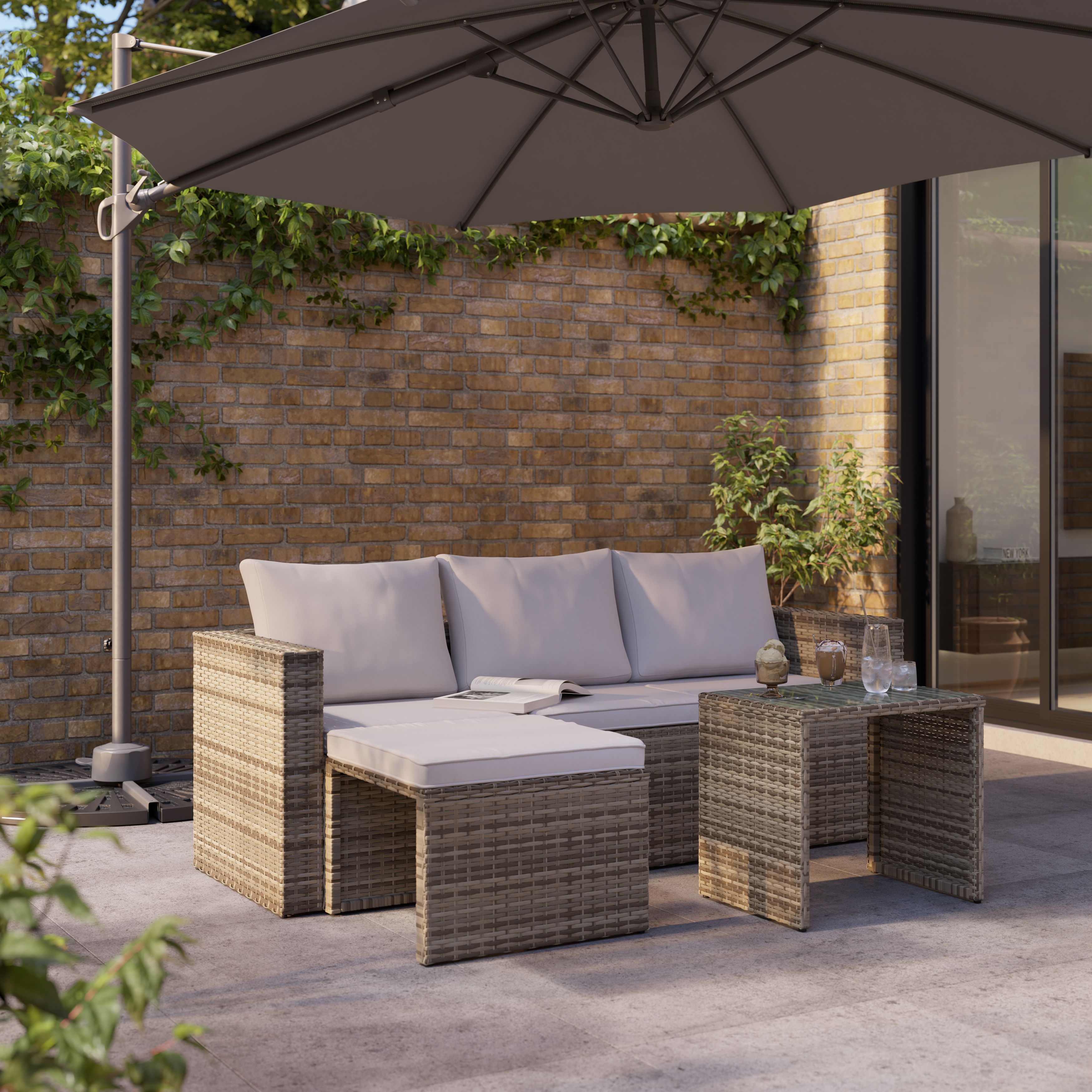 Rattan effect coffee set sale