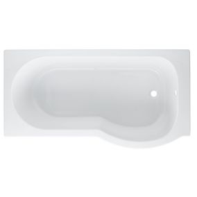 Cooke & Lewis Adelphi Acrylic Right-handed P-shaped White Shower 0 tap hole Bath (L)1495mm (W)800mm