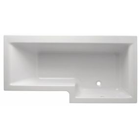 Cooke & Lewis Adelphi Supercast acrylic Right-handed L-shaped White Shower 0 tap hole Bath (L)1675mm (W)850mm