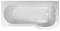 Cooke & Lewis Adelphi White Acrylic P-shaped Shower Bath (L)1675mm (W)850mm