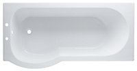 Cooke & Lewis Adelphi White Supercast acrylic P-shaped Shower Bath (L)1675mm (W)850mm