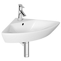 Cooke & Lewis Angelica White Curved Wall-mounted Corner cloakroom Basin (W)62cm