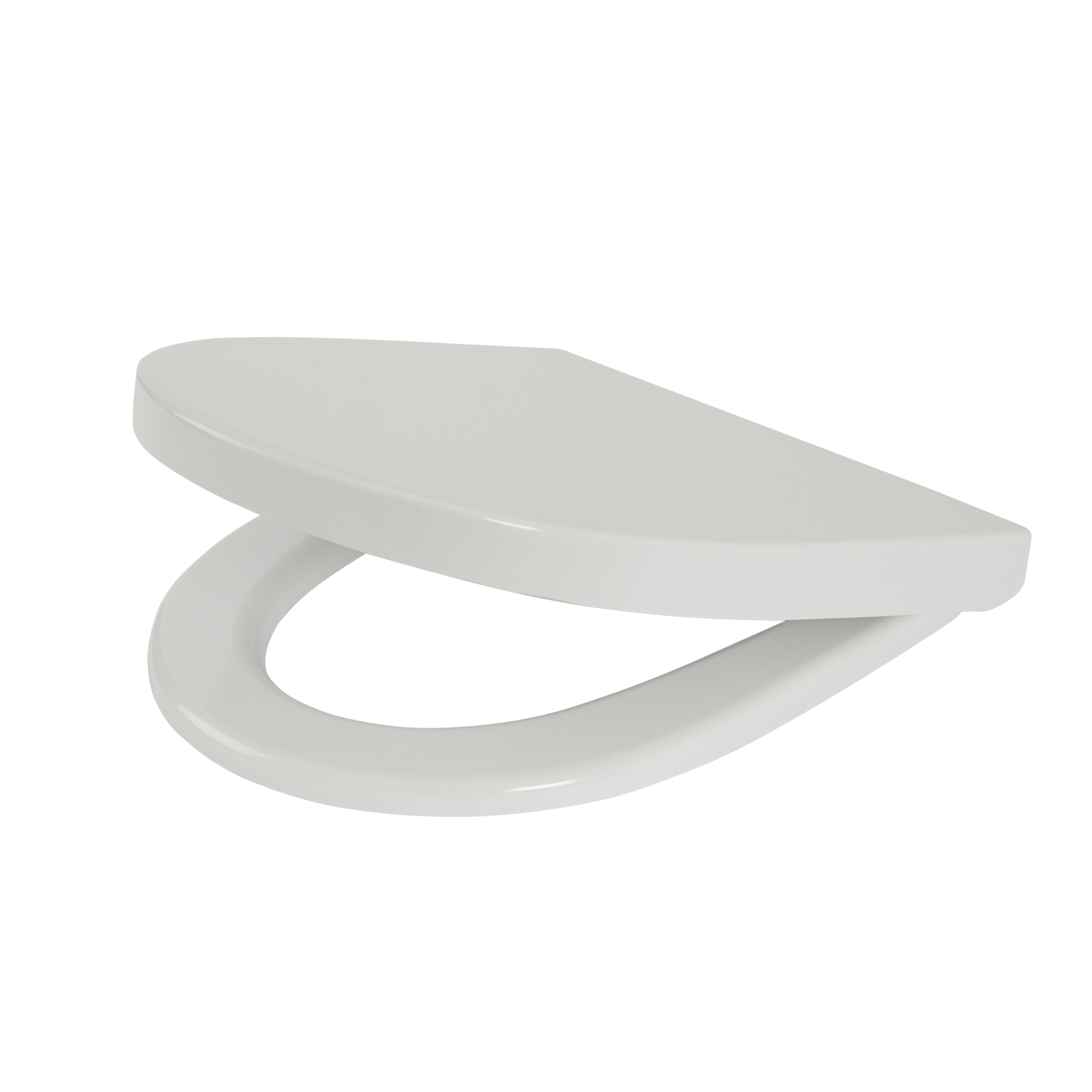 Cooke & Lewis Angelica White Top fix Raised Soft close Toilet seat