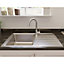 Cooke & Lewis Apollonia Grey Stainless steel 1 Bowl Sink & drainer 500mm x 860mm