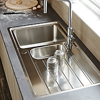 Cooke & Lewis Apollonia Satin Stainless steel 1.5 Bowl Sink & drainer