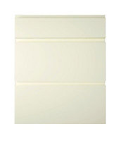 Cooke & Lewis Appleby High Gloss Cream Drawer front (W)600mm, Set of 3