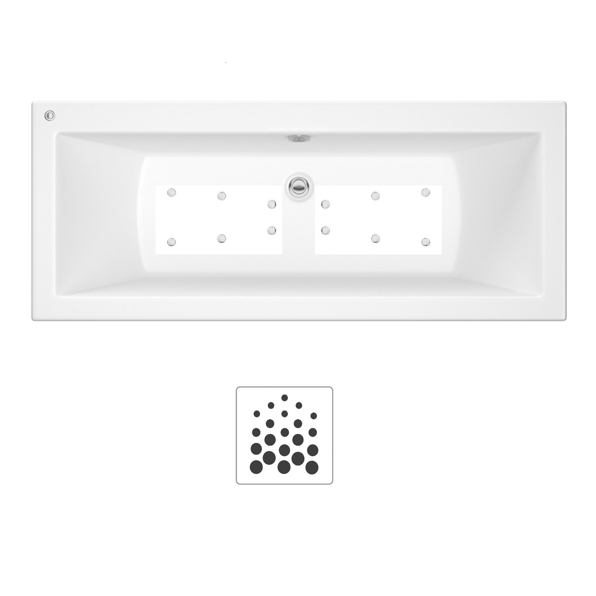 Cooke & Lewis Arezzo Reversible Acrylic 12 Straight Bath & air spa set, (L)1700mm (W)750mm