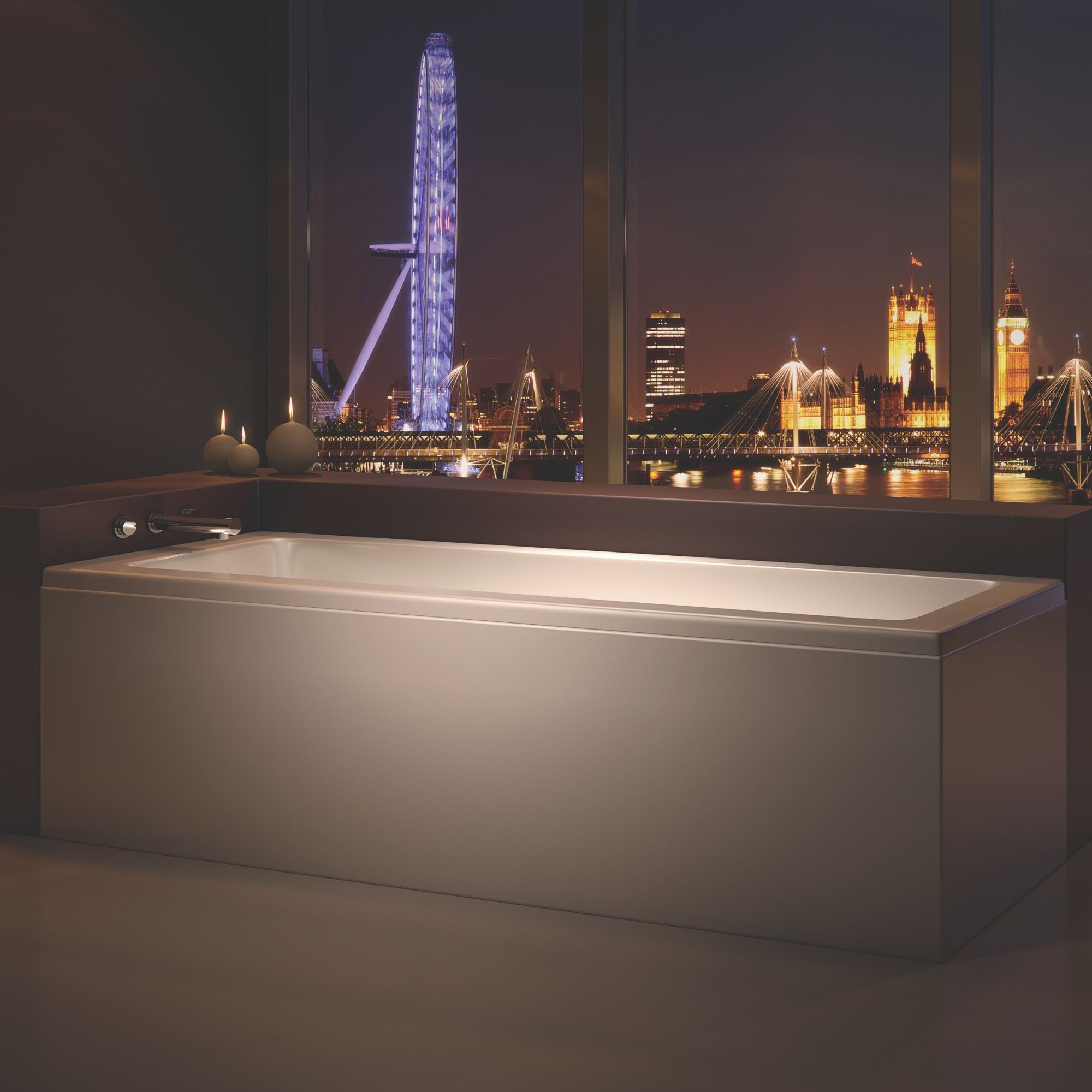 Cooke & Lewis Arezzo White Rectangular Straight Bath (L)170cm (W)75cm