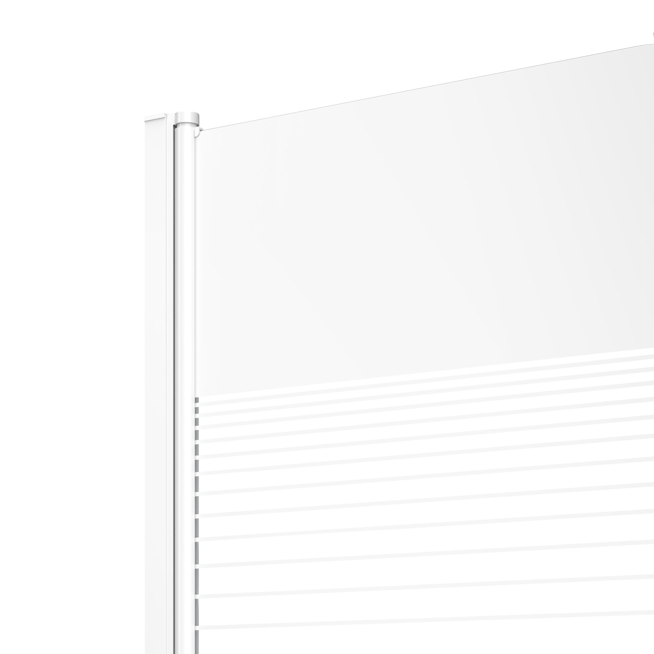 Cooke & Lewis Arkell Straight 1 panel Serigraph Frosted glass White Bath screen, (W) 750mm (H) 1300mm