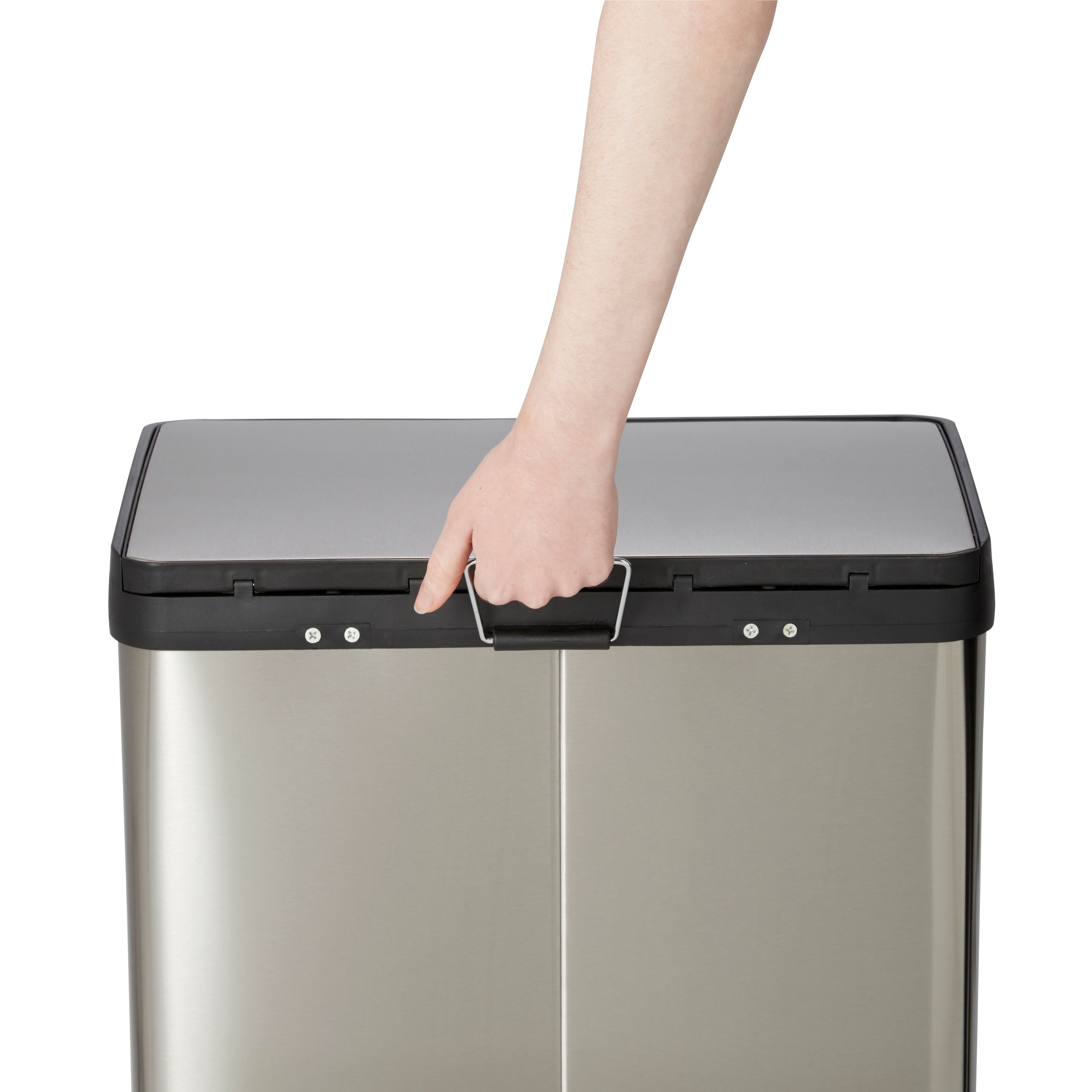 Cooke & Lewis Beclan Stainless steel effect Metal Two part Bin - 40L