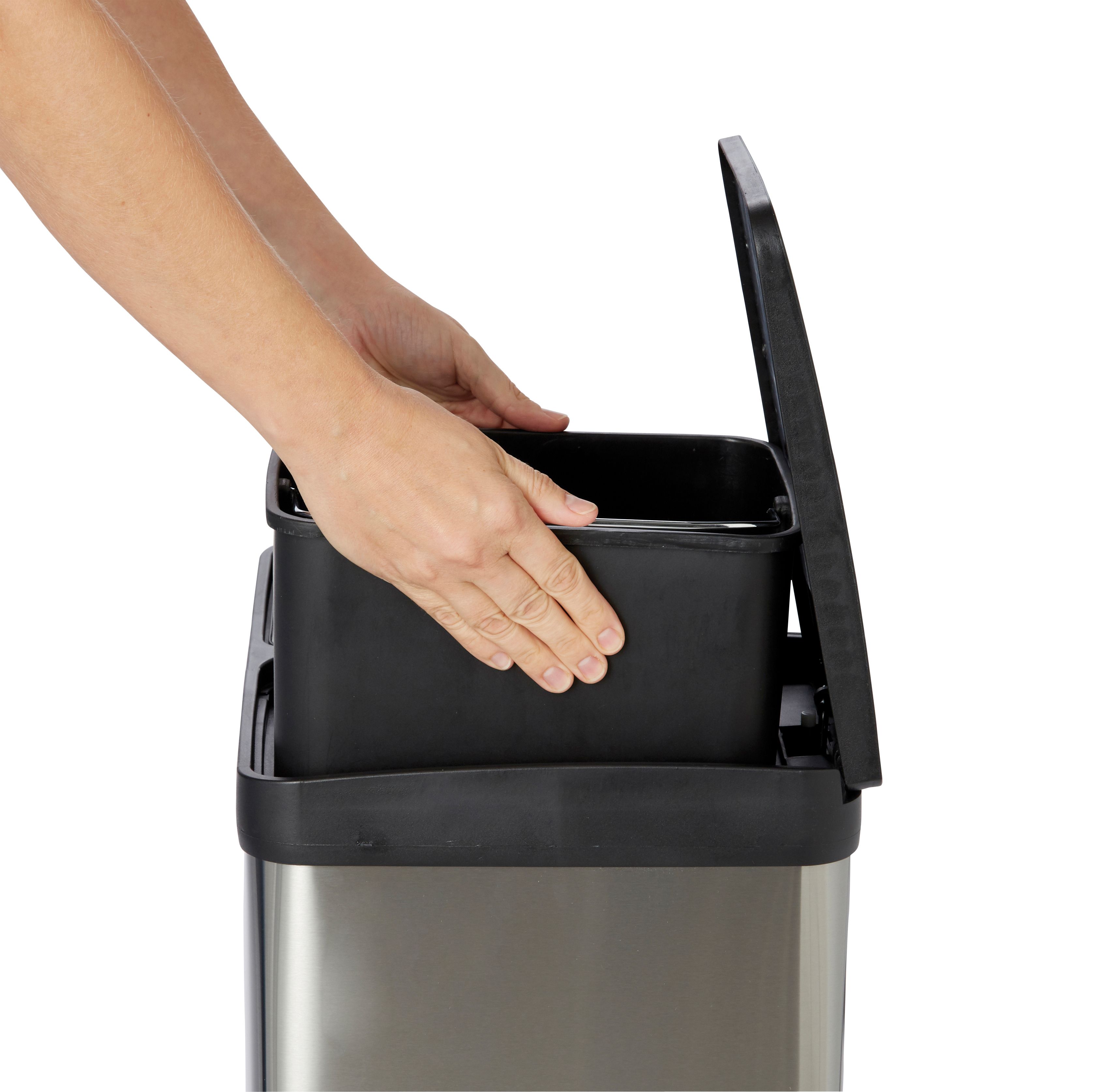 Cooke & Lewis Beclan Stainless steel effect Metal Two part Bin - 40L