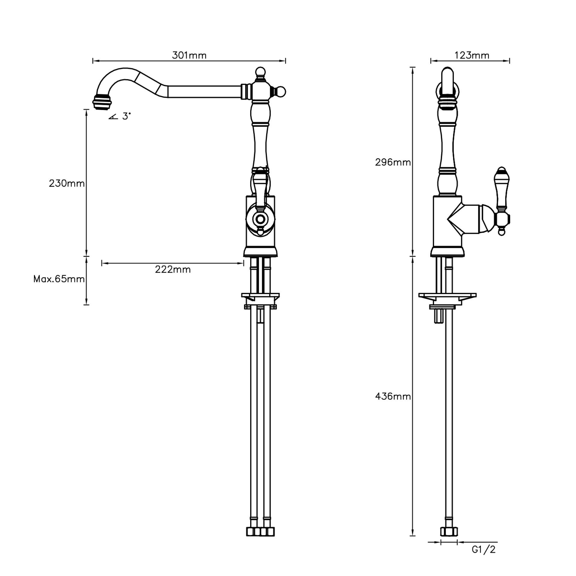 Cooke & Lewis Belmore Chrome effect Kitchen Side lever Tap