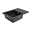 Cooke & Lewis Burnell Hand-rubbed Black Granite composite 1 Bowl Sink & drainer 440mm x 580mm