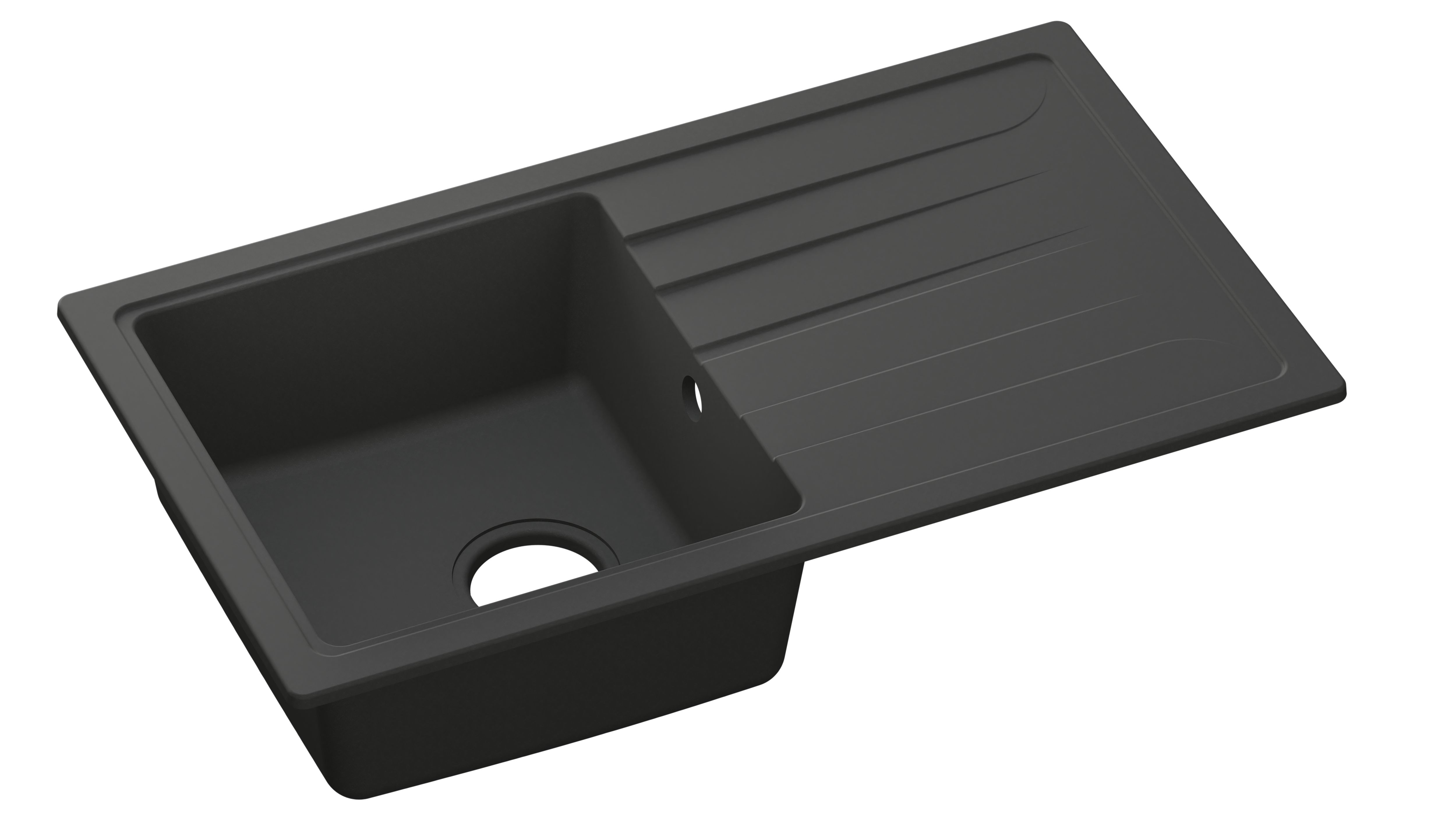 Cooke & Lewis Carvi Black Composite quartz 1 Bowl Kitchen sink & tap set