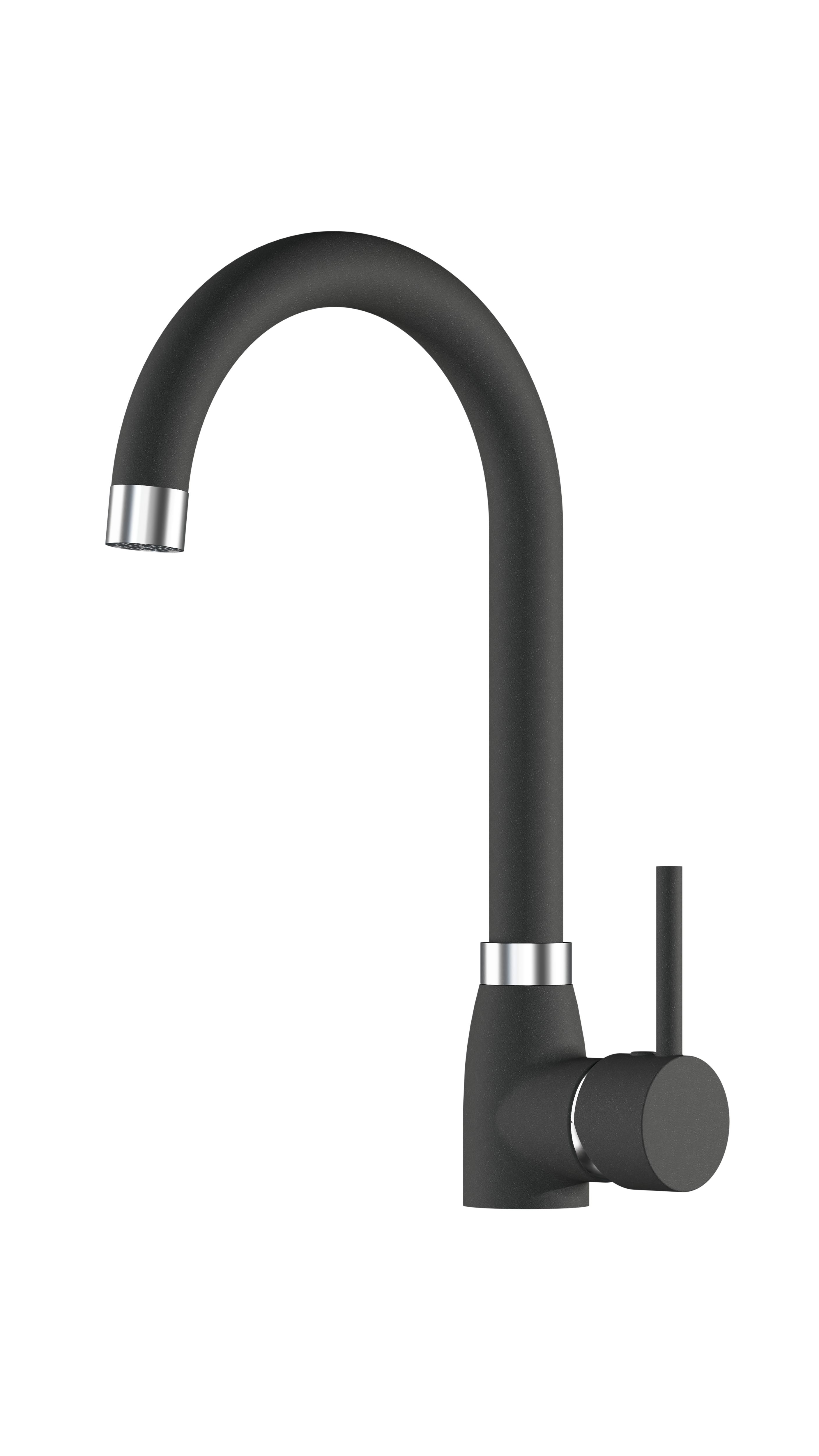 Cooke & Lewis Carvi Black Composite quartz 1 Bowl Kitchen sink & tap set