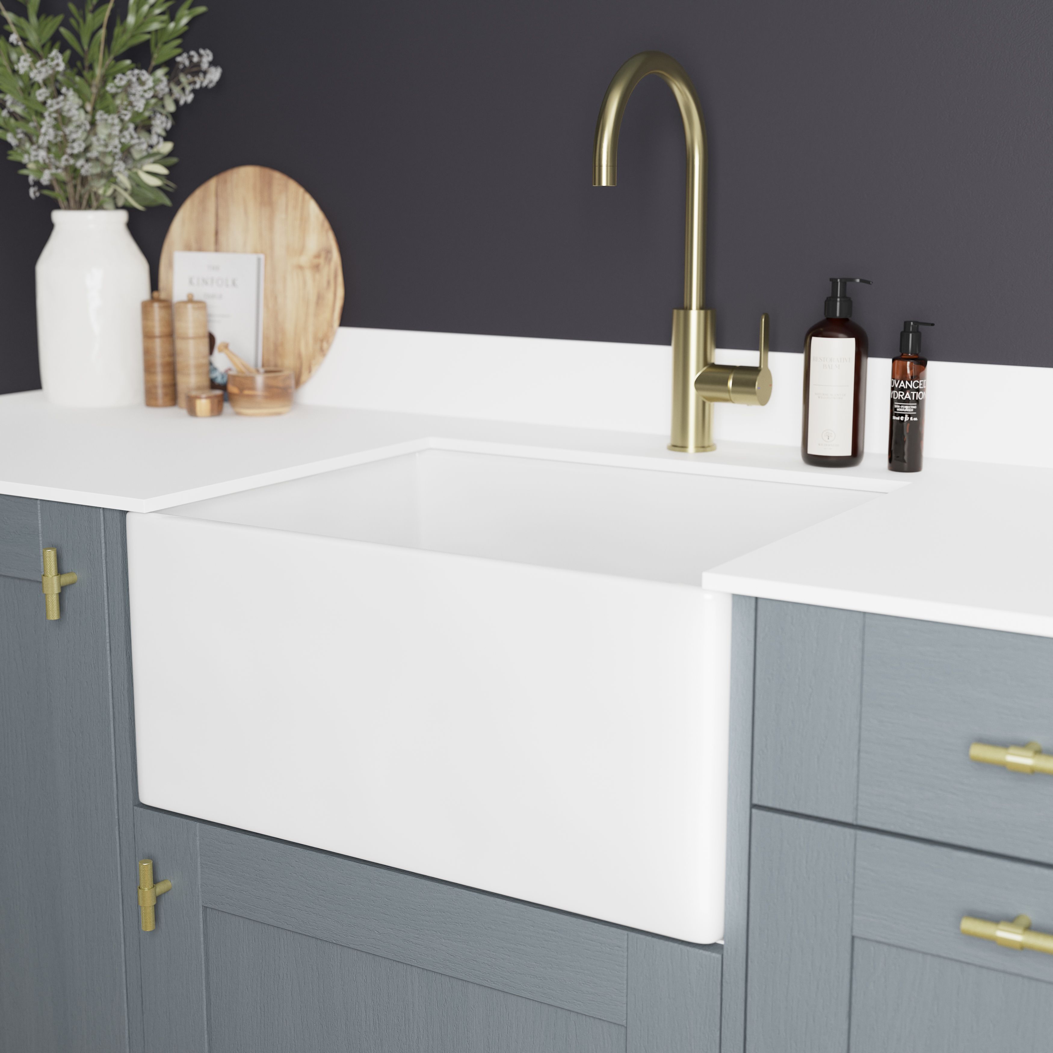 Cooke & Lewis Chadwick White Ceramic 1 Bowl Sink 455mm x 595mm