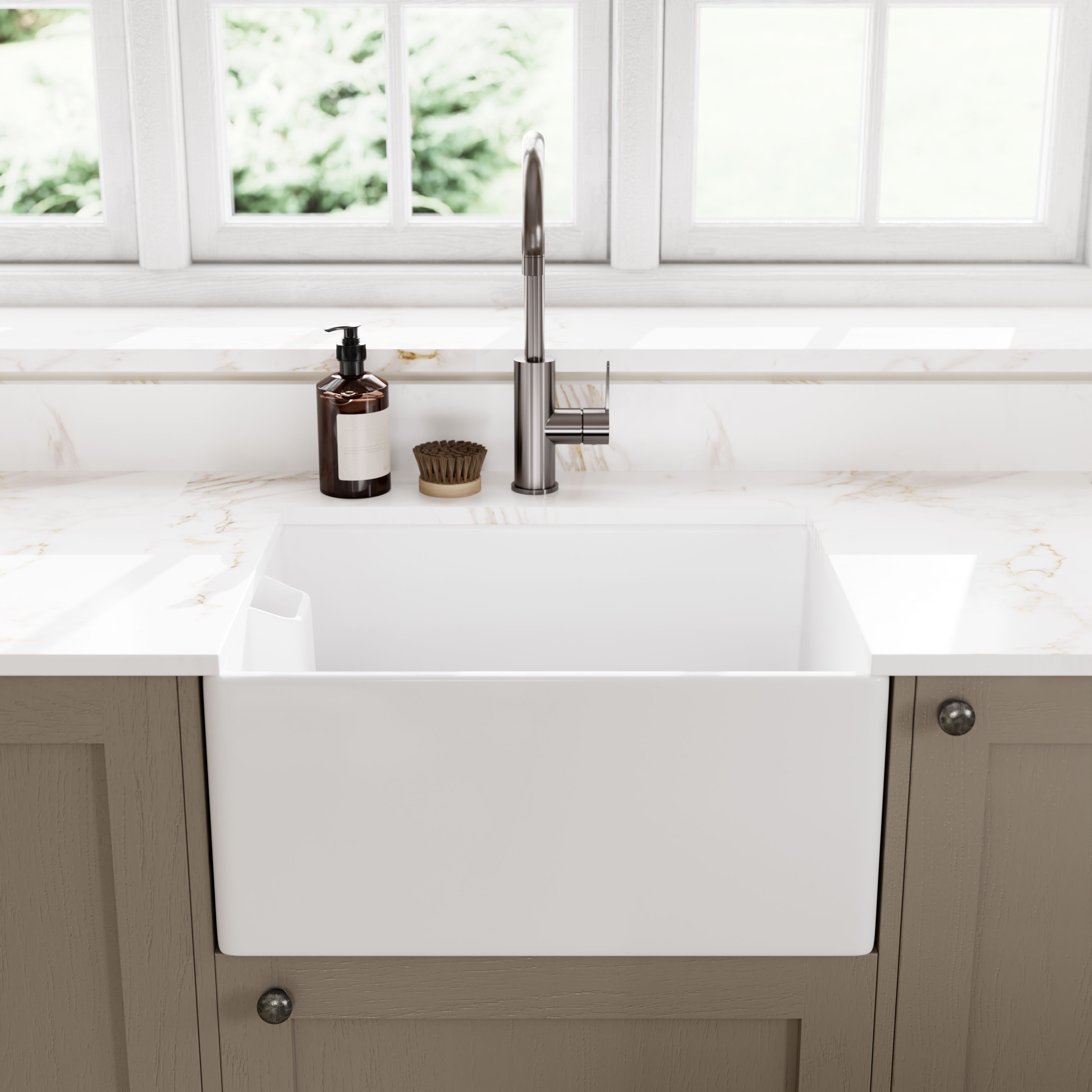 Cooke & Lewis Chadwick White Ceramic 1 Bowl Sink 455mm x 595mm
