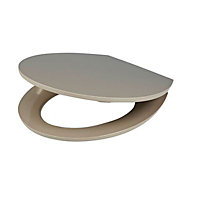 Cooke & Lewis Changi Taupe Top fix Soft close Toilet seat
