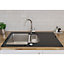 Cooke & Lewis Christianna Black Stainless steel & toughened glass 1.5 Bowl Sink & drainer 500mm x 950mm