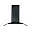 Cooke & Lewis CLCGLEDB60 Black Glass & stainless steel Curved Cooker hood, (W)60cm