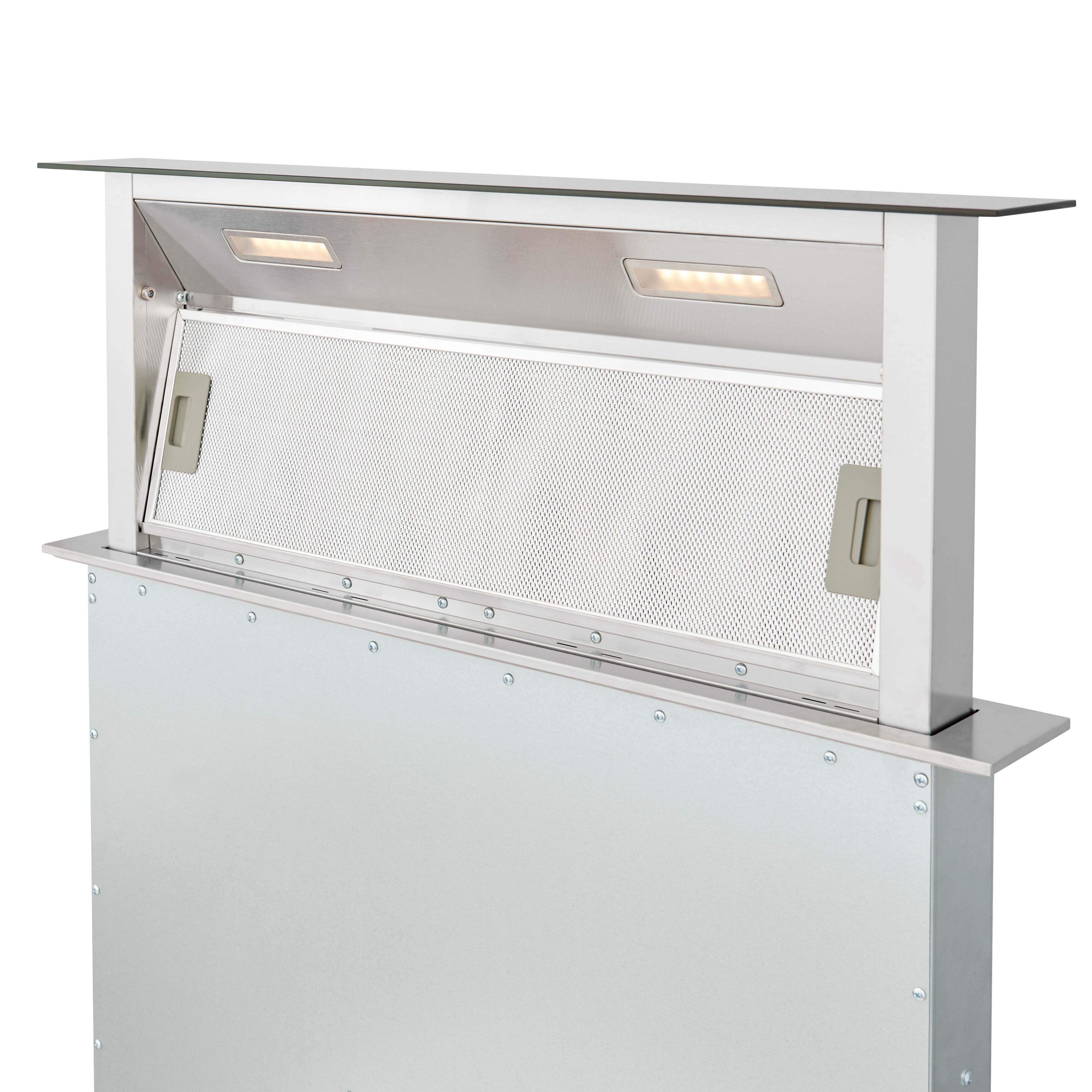 Cooke & Lewis CLDHB90 Black Glass & stainless steel Downdraft Cooker