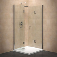 Cooke & Lewis Clear Silver effect Square Shower enclosure with Hinged door (W)80cm (D)80cm