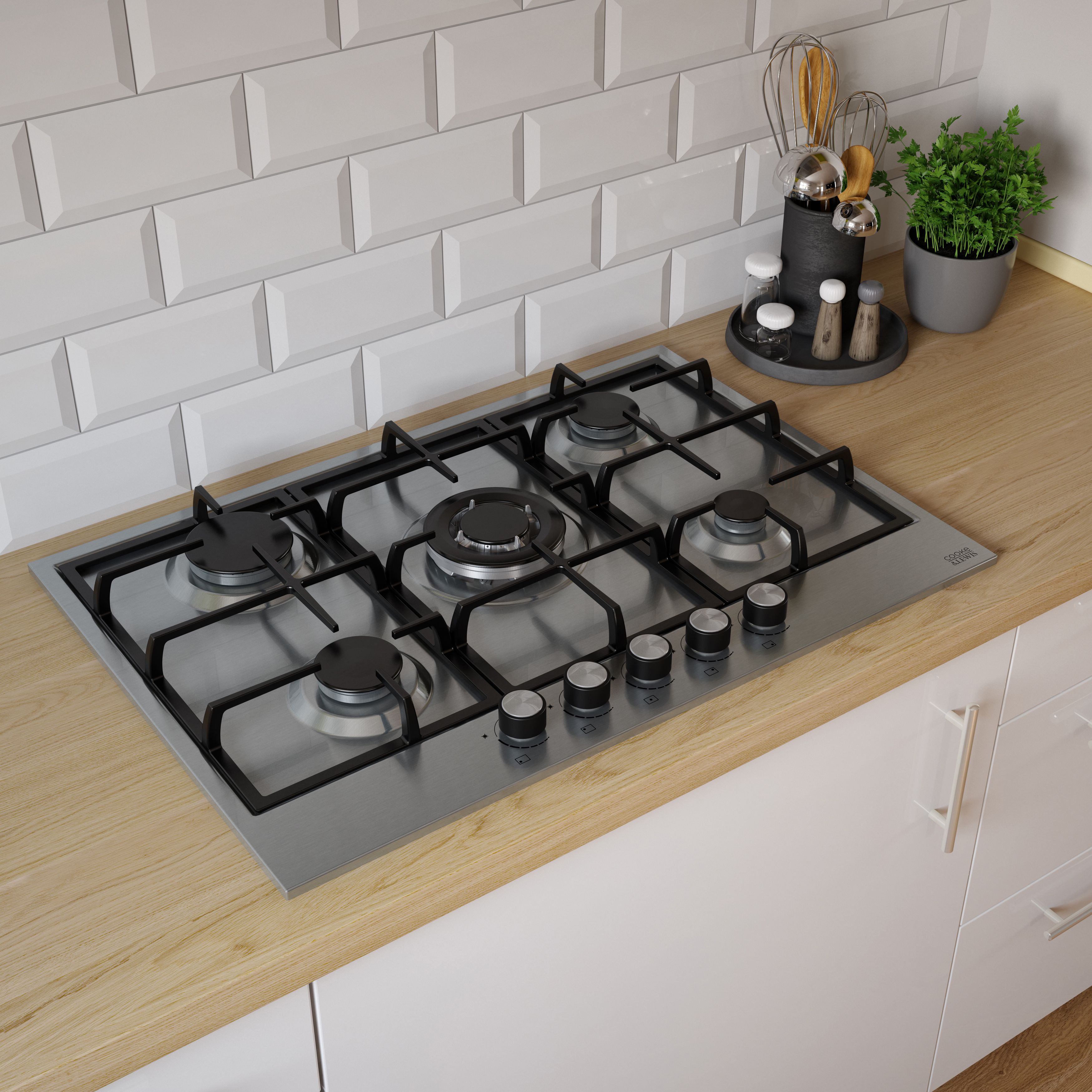 Cooke & Lewis CLGASUIT5 75cm Gas Hob - Inox