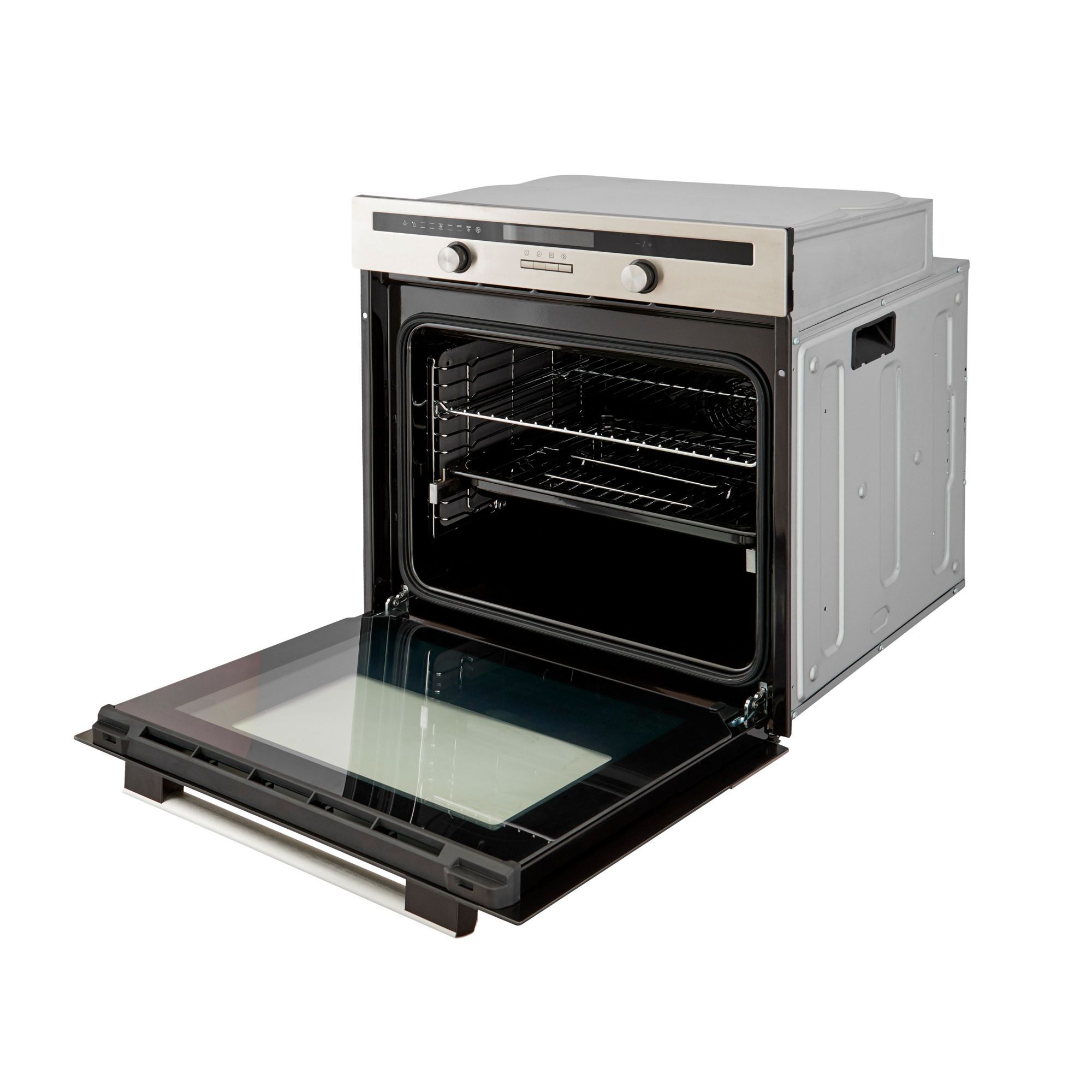 Cooke & Lewis CLMFSTa Built-in Single Multifunction Oven - Brushed black & grey stainless steel effect