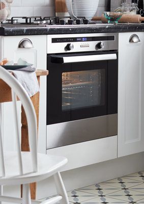 Cooke & Lewis CLMFSTa Built-in Single Multifunction Oven - Brushed black & grey stainless steel effect