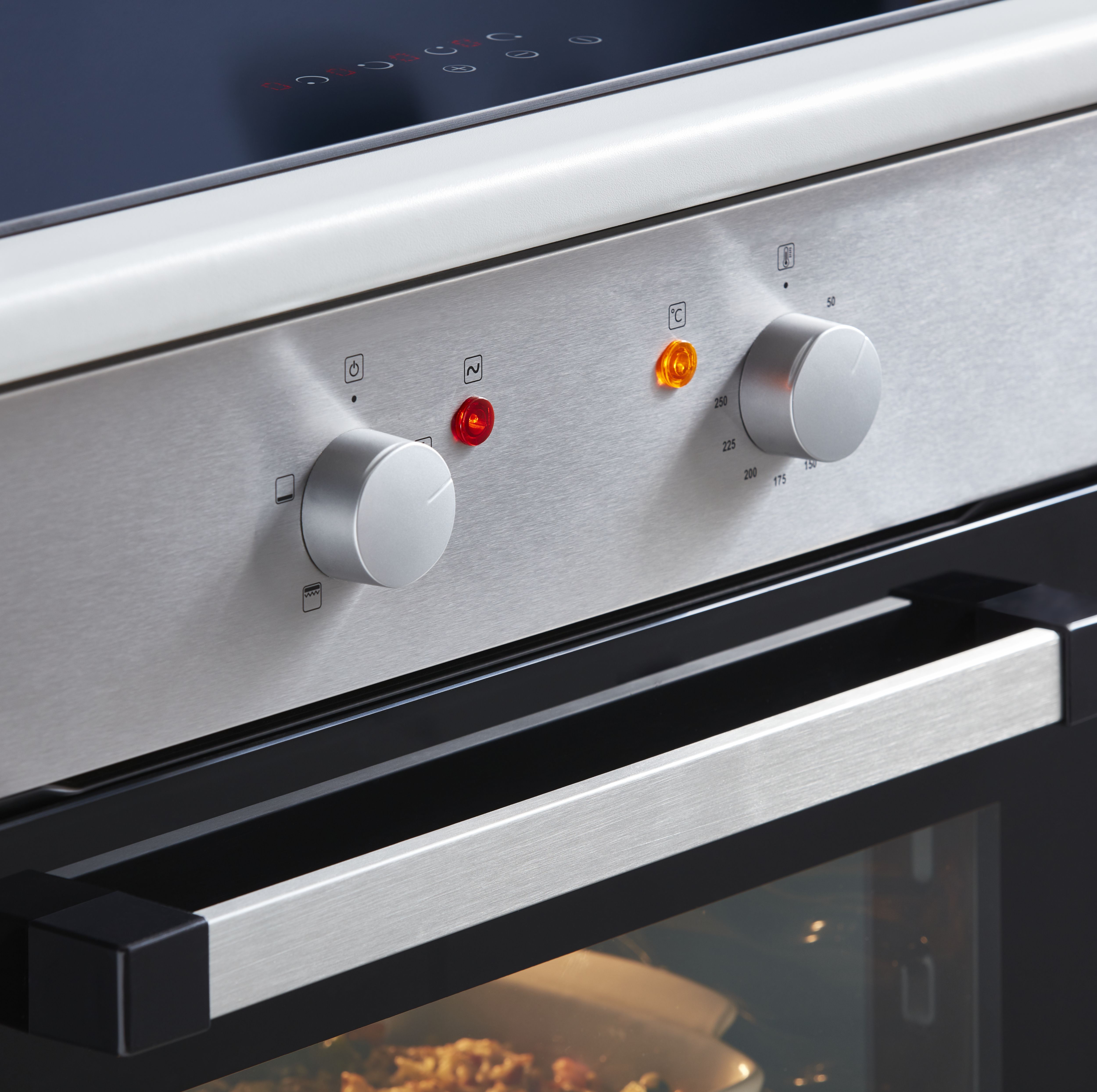 Cooke & Lewis CLMFSTa Built-in Single Multifunction Oven - Brushed black & grey stainless steel effect