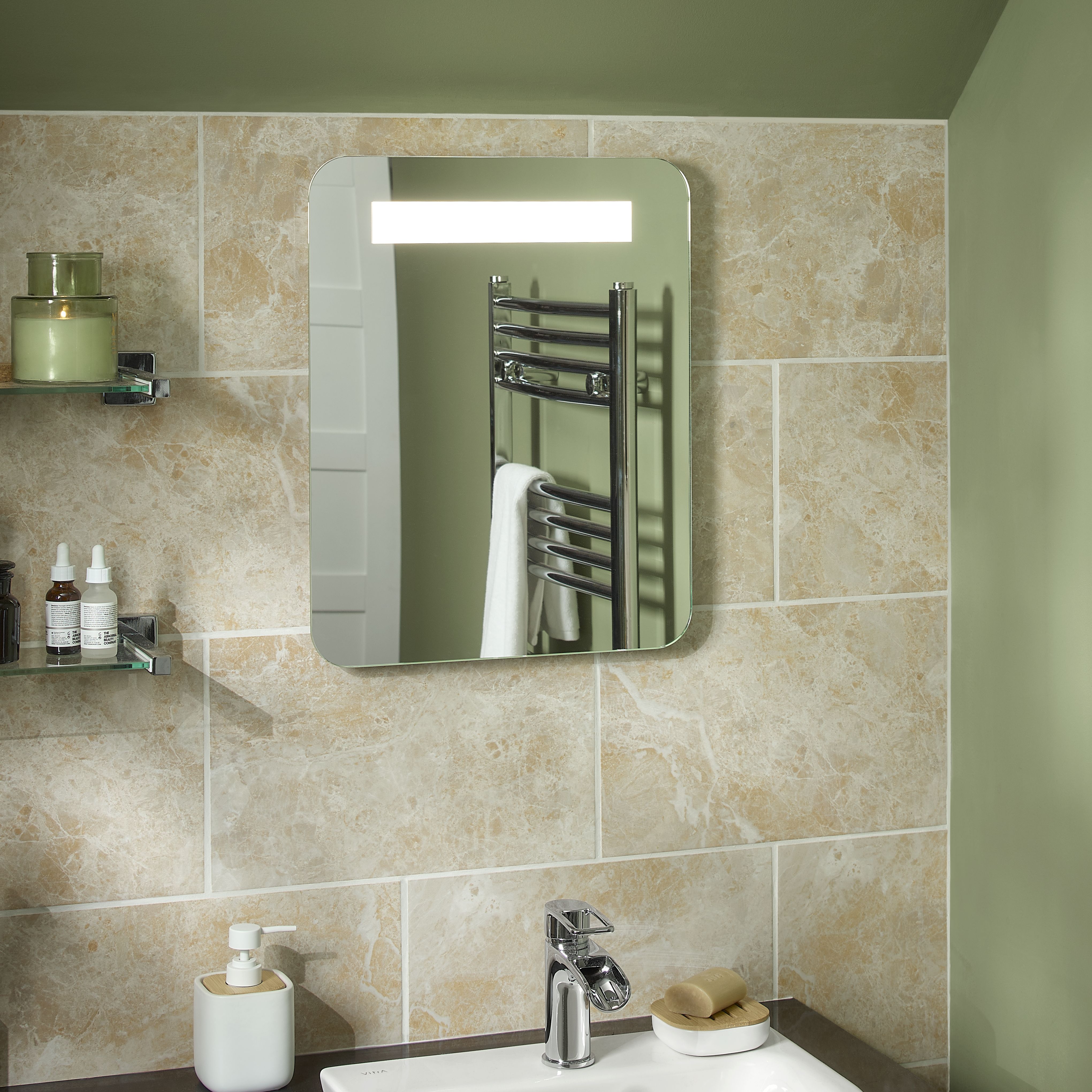 Cooke & Lewis Colwell Rectangular Wall-mounted Bathroom Illuminated Bathroom mirror (H)50cm (W)40cm
