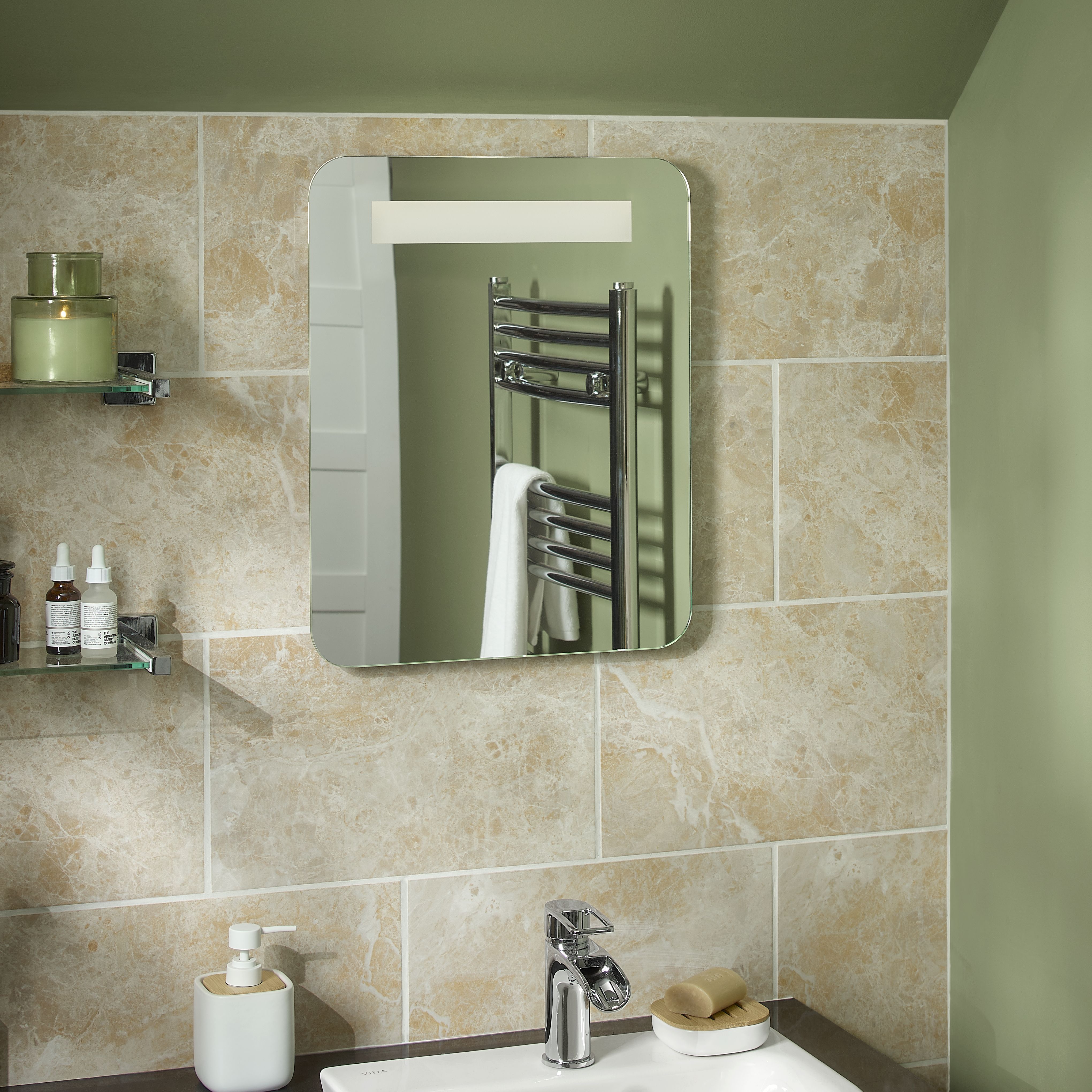 Cooke & Lewis Colwell Rectangular Wall-mounted Bathroom Illuminated Bathroom mirror (H)50cm (W)40cm