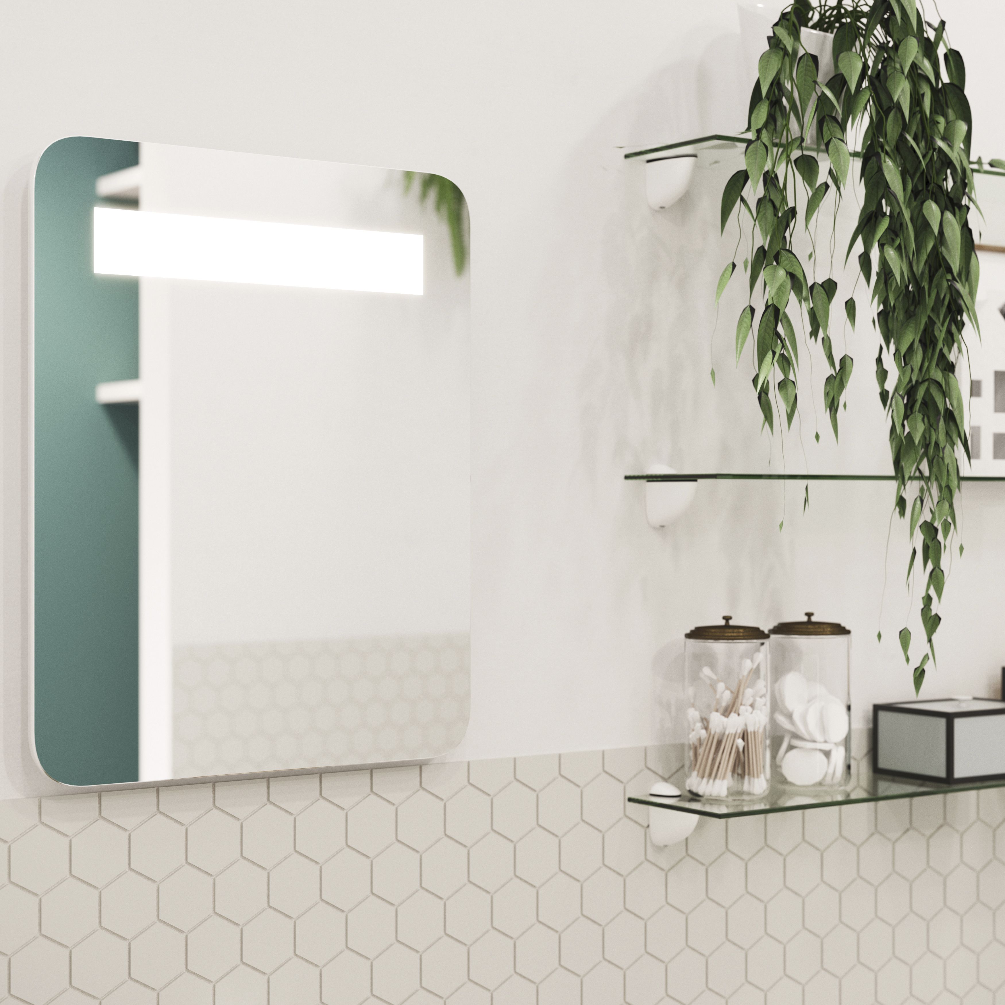 Cooke & Lewis Colwell Rectangular Wall-mounted Bathroom Illuminated Bathroom mirror (H)50cm (W)40cm