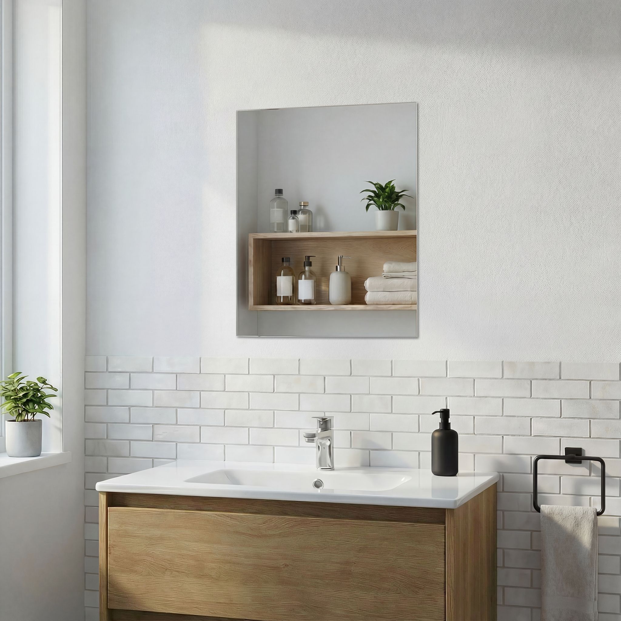 Cooke & Lewis Dunnet Rectangular Bathroom Mirror (H)45cm (W)30cm