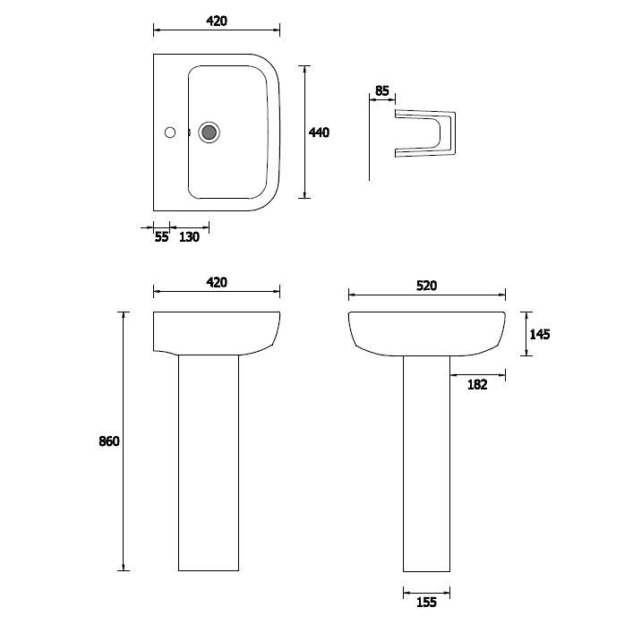 Cooke & Lewis Fabienne Alpine white Close-coupled Toilet & full pedestal basin