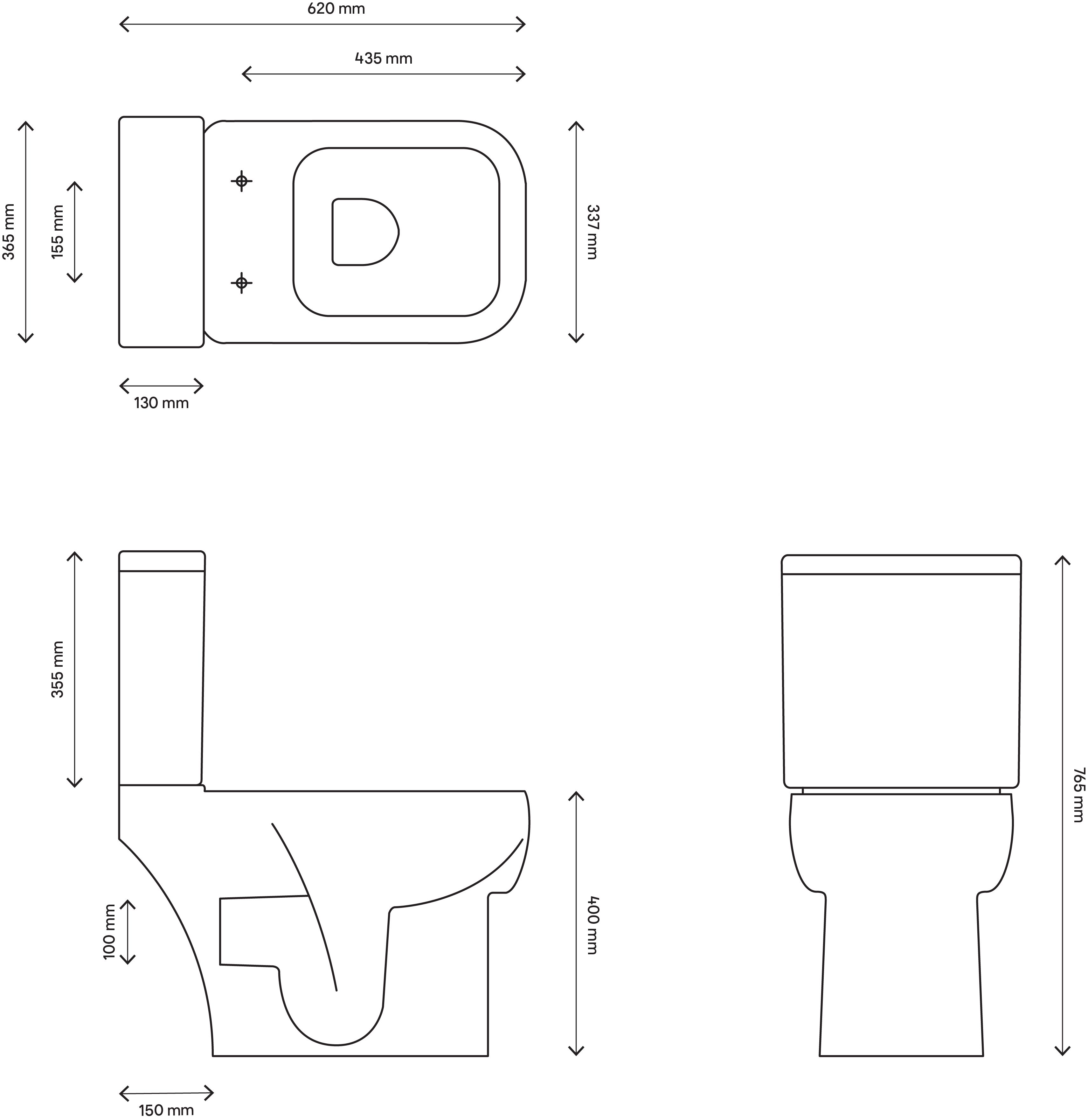 Cooke & Lewis Fabienne Alpine white Close-coupled Toilet with Soft close seat