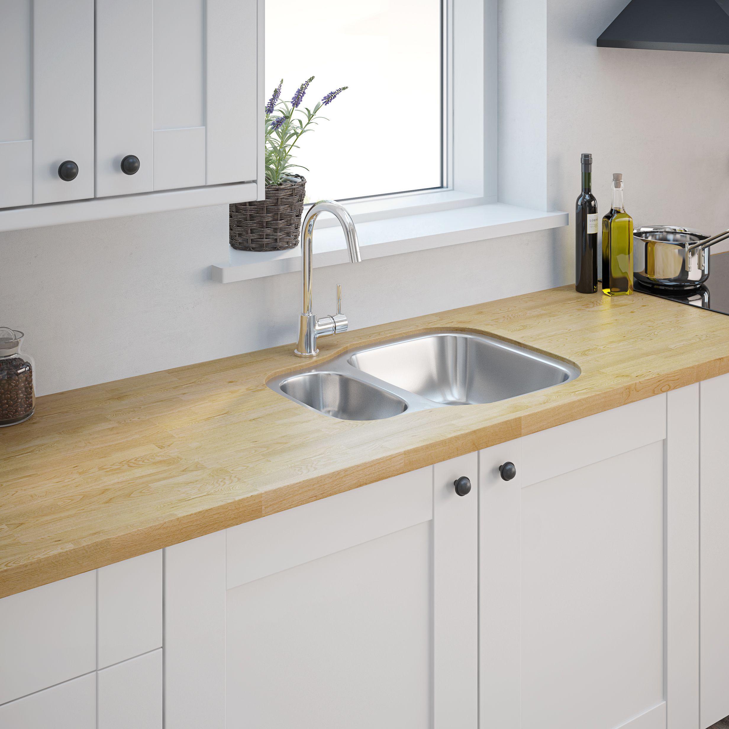 Cooke & Lewis Foucault Inox Stainless steel 1.5 Bowl Sink 456mm x 590mm