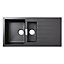 Cooke & Lewis Galvani Black Composite quartz 1.5 Bowl Sink & drainer 500mm x 1000mm